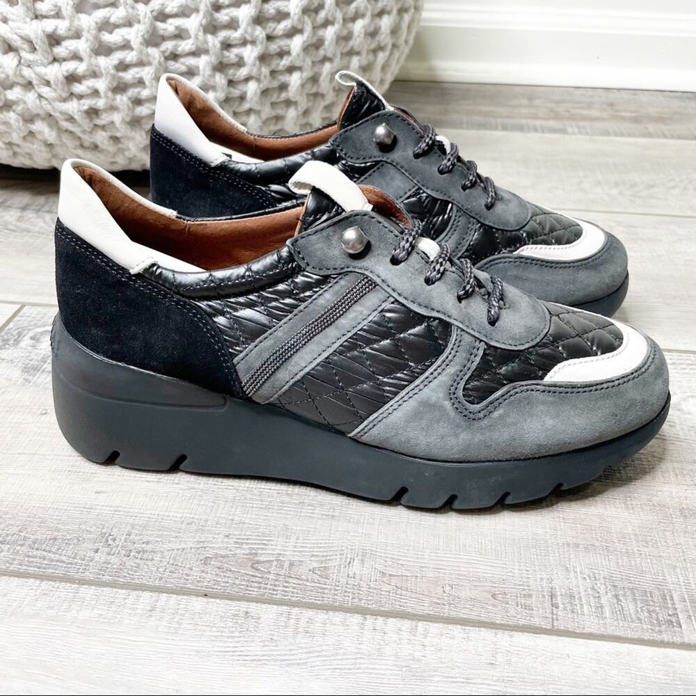 Hispanitas Rielle Suede Quilted Chunky Sneakers Black Size 38 - Picture 2 of 8